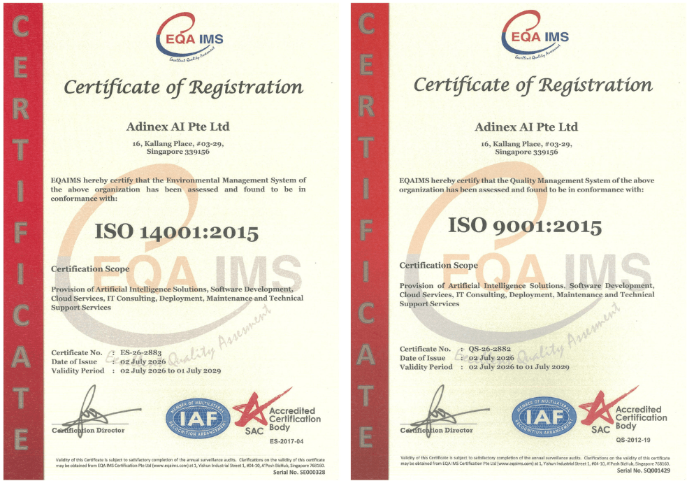 AdiNex AI Earns ISO 9001 and ISO 14001 Certifications, Reinforcing Global Standards for Quality and Sustainability